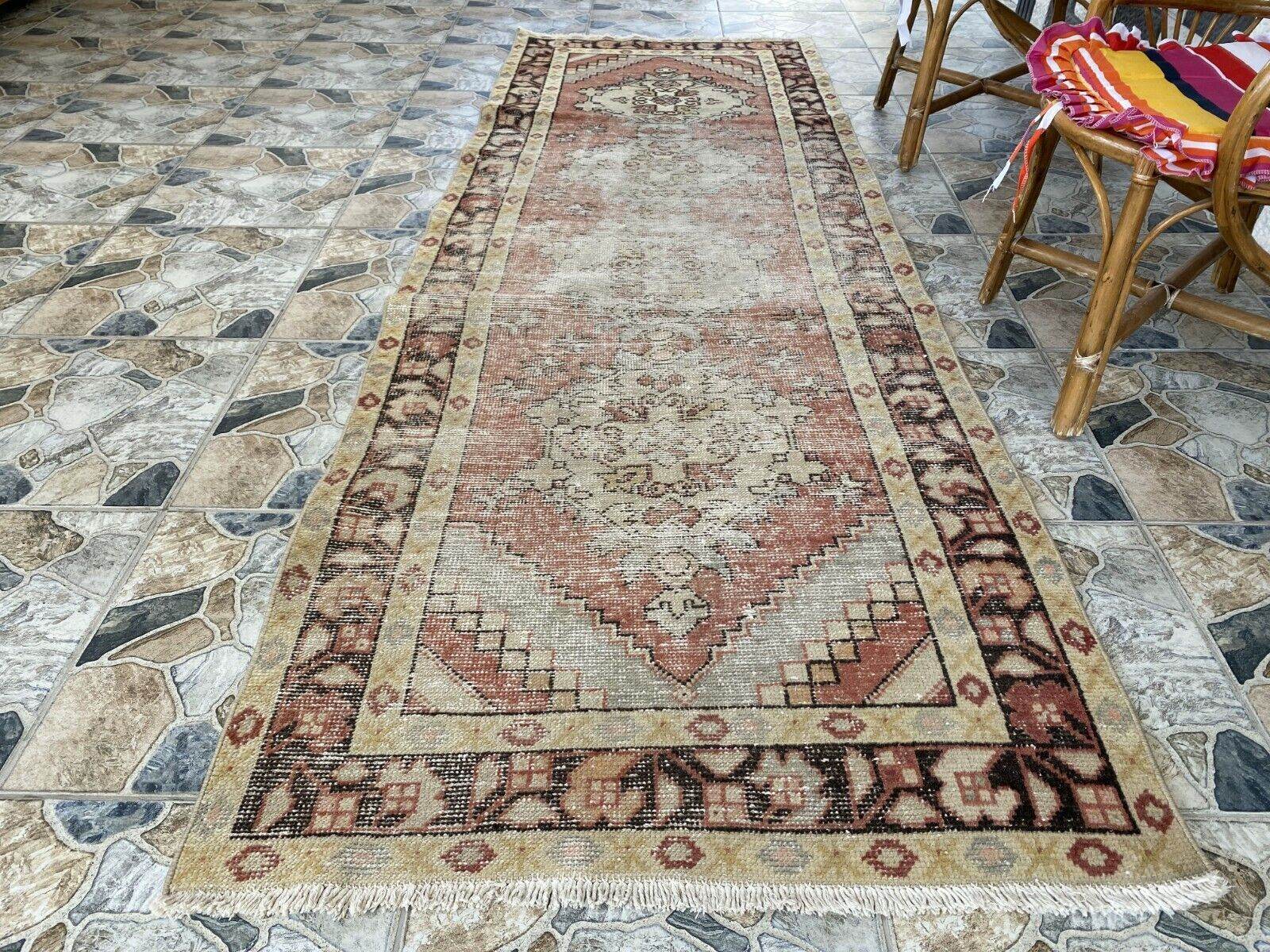 Vintage Runner Rug | Antique Wool Bohemian Anatolian Handmade Turkish 3.2x9.4ft