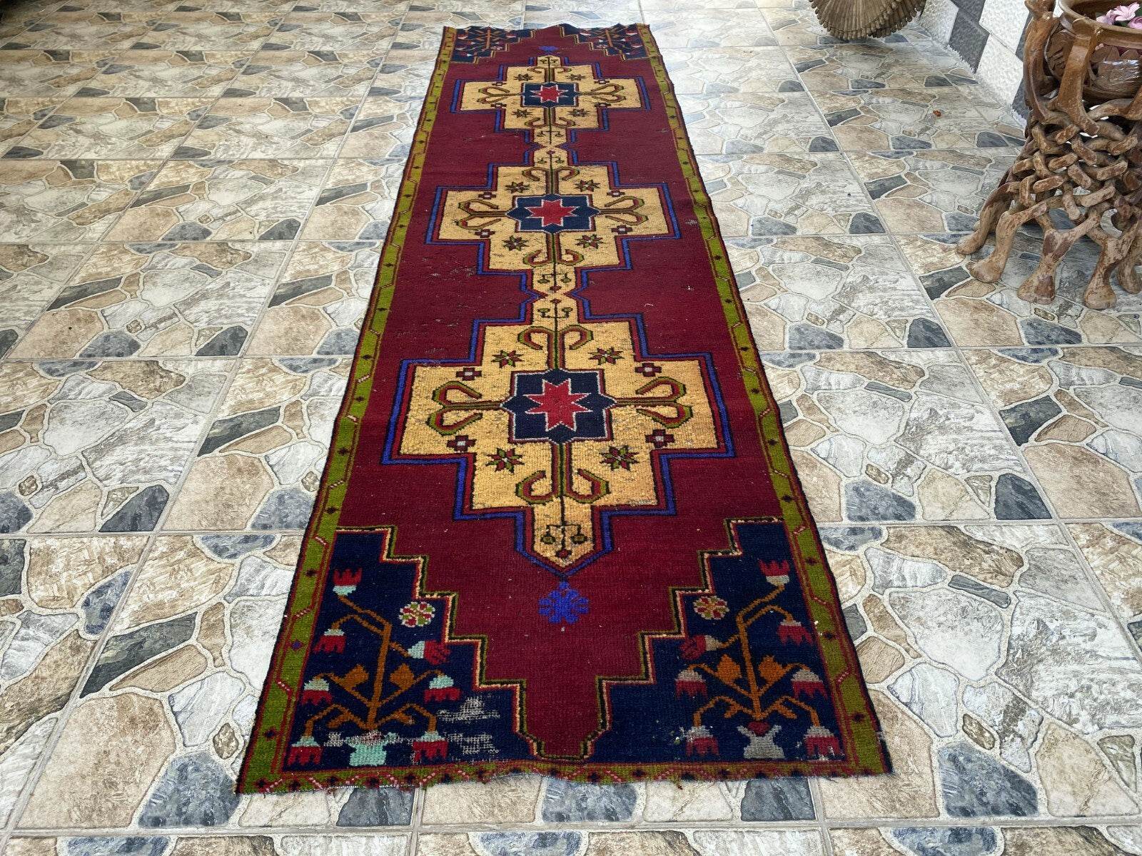 Vintage Anatolian Oushak Runner Rug | 2.6 x 9.3 ft Hand-Knotted Wool Tribal Rug