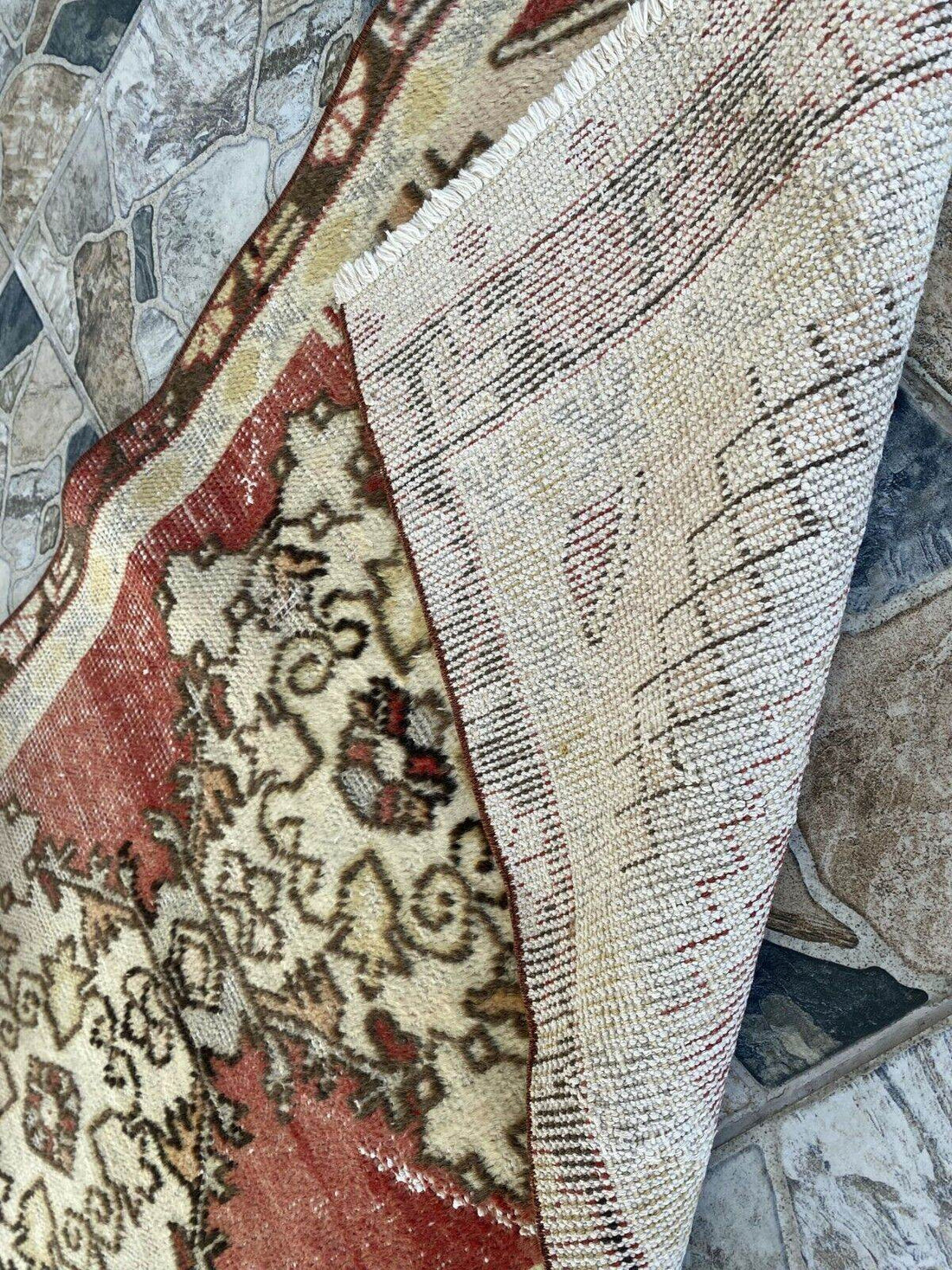 Vintage Rug | Antique Wool Farmhouse Anatolian Runner Handmade Turkish 2.4x8.9ft