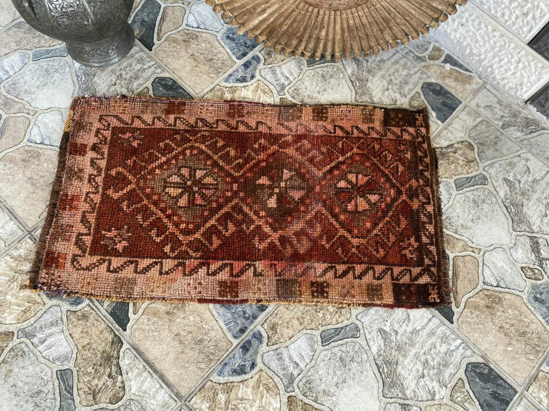 Vintage Hand-knotted Rug | 1980s Turkish Tribal Wool Farmhouse Antique Small Rug