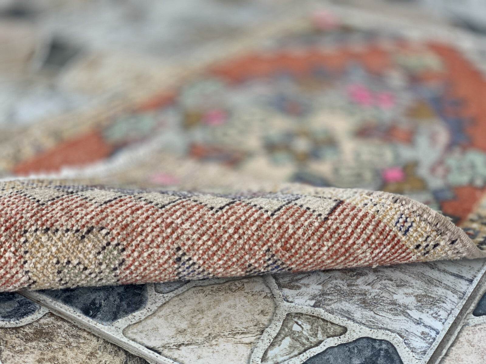 Geometric Turkish Vintage Rug * Tribal Farmhouse Anatolian HandmadeRug 1.6x2.8Ft