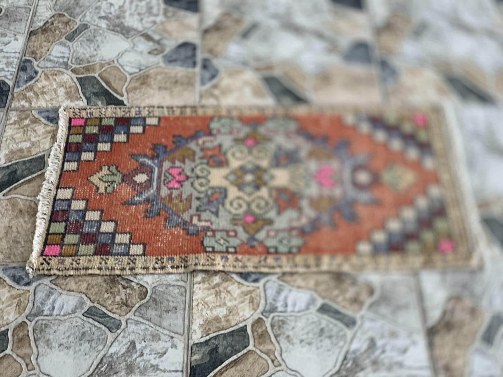 Geometric Turkish Vintage Rug * Tribal Farmhouse Anatolian HandmadeRug 1.6x2.8Ft