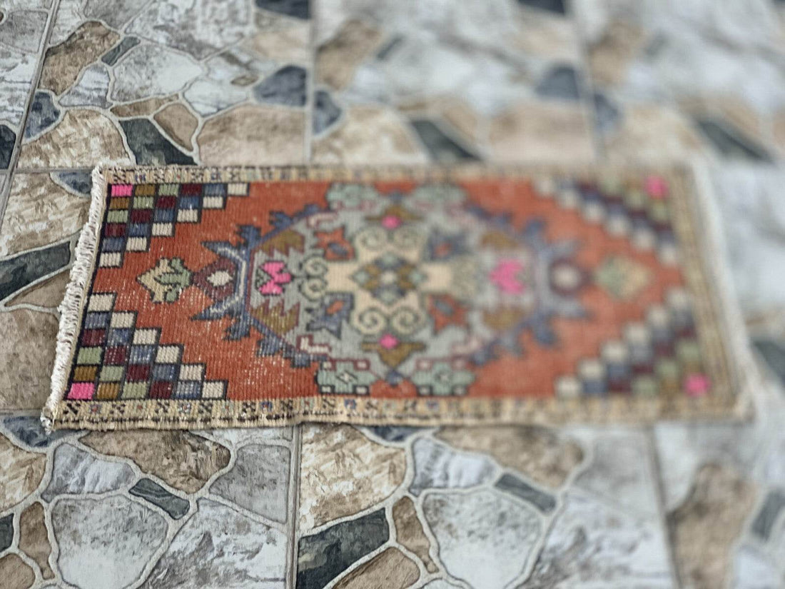 Geometric Turkish Vintage Rug * Tribal Farmhouse Anatolian HandmadeRug 1.6x2.8Ft