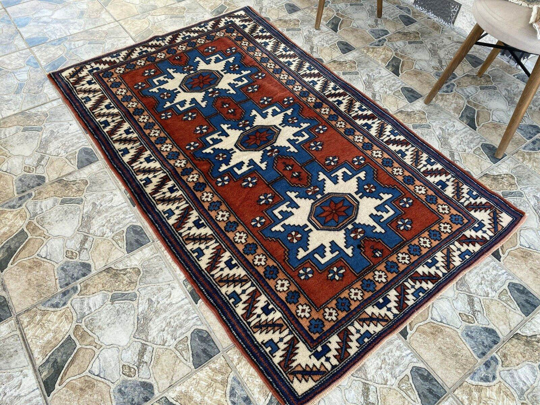 Kurdish Anatolian Wool Hand-Knotted Rug | Vintage Tribal Oushak Unique Carpet
