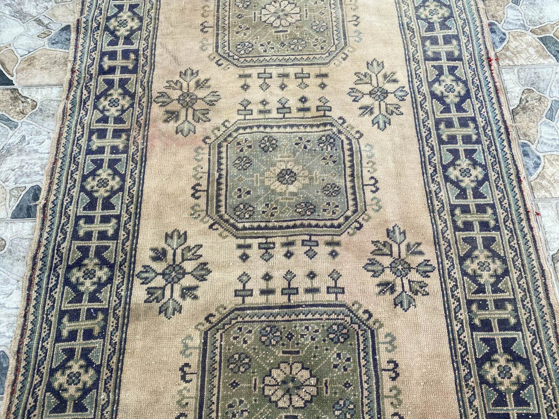 Vintage Turkish Oushak Runner | 4.33 x 9.18 ft | Hand-Knotted Wool Farmhouse Rug