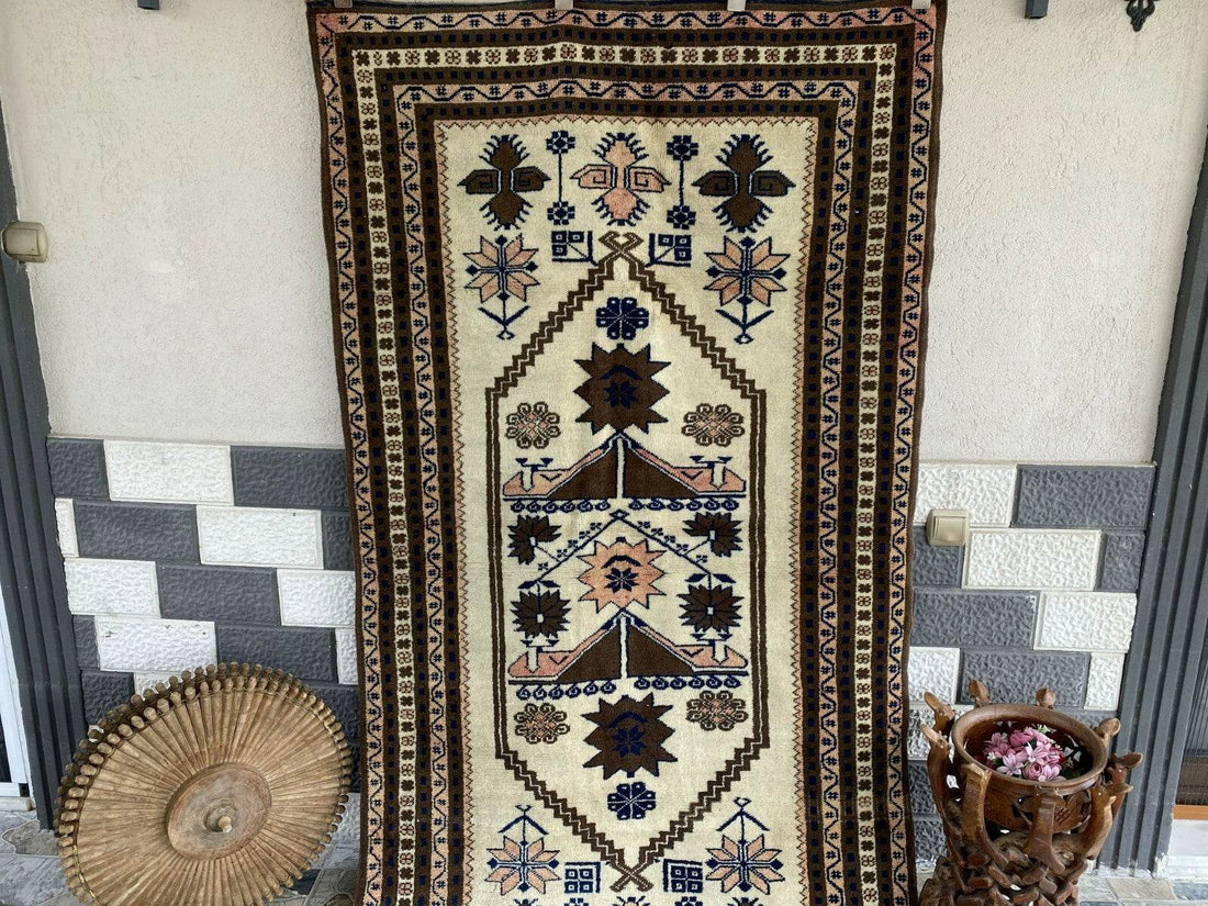 Vintage Turkish Oushak Rug, 4 x 7 ft Handmade Wool Antique Tribal Area Rug