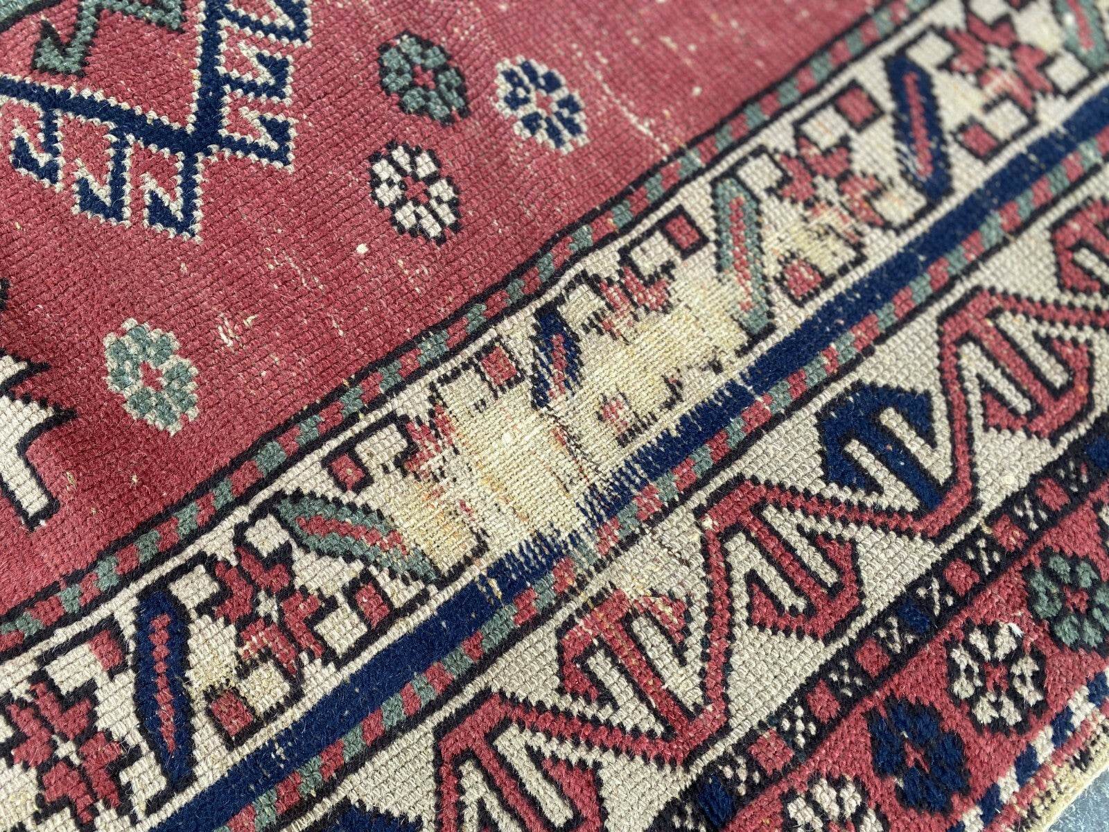 Vintage Caucasian Rug | 3.5x5 ft | Tribal Handmade Wool Rustic Farmhouse Carpet