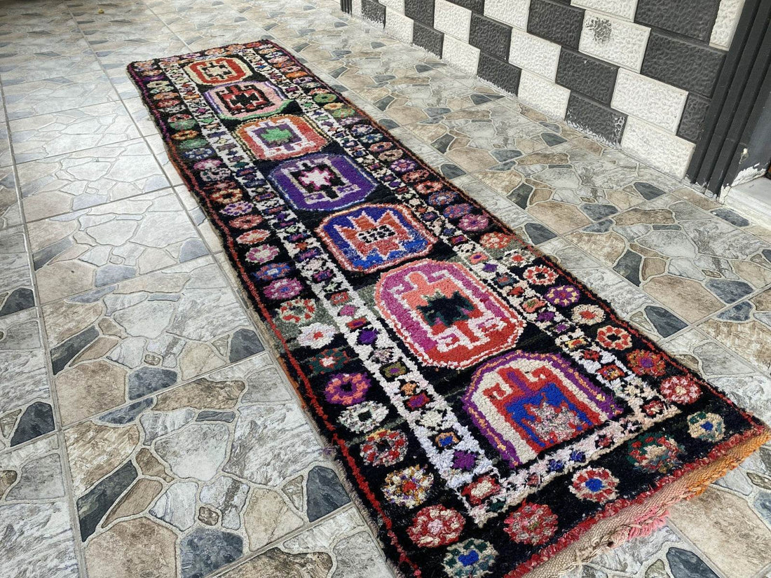 Vintage Kurdish Herki Rug | Tribal Handmade Farmhouse Antique Wool Runner Carpet