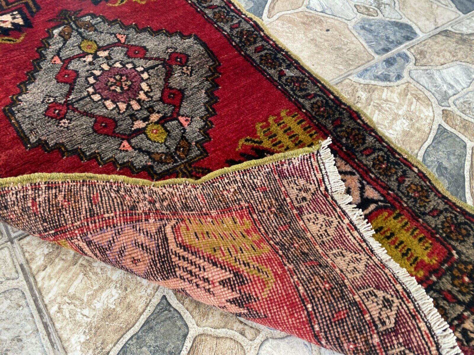 Vintage Rug | Antique Small Wool Farmhouse Anatolian Handmade Turkish 1.7x3.4ft