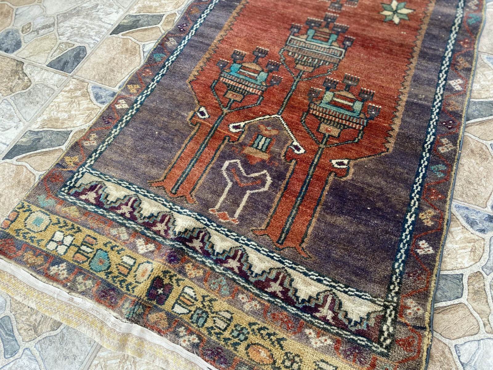 Vintage Turkish Oushak Rug | Handmade Antique Tribal Wool Farmhouse 2.8x6.9ft