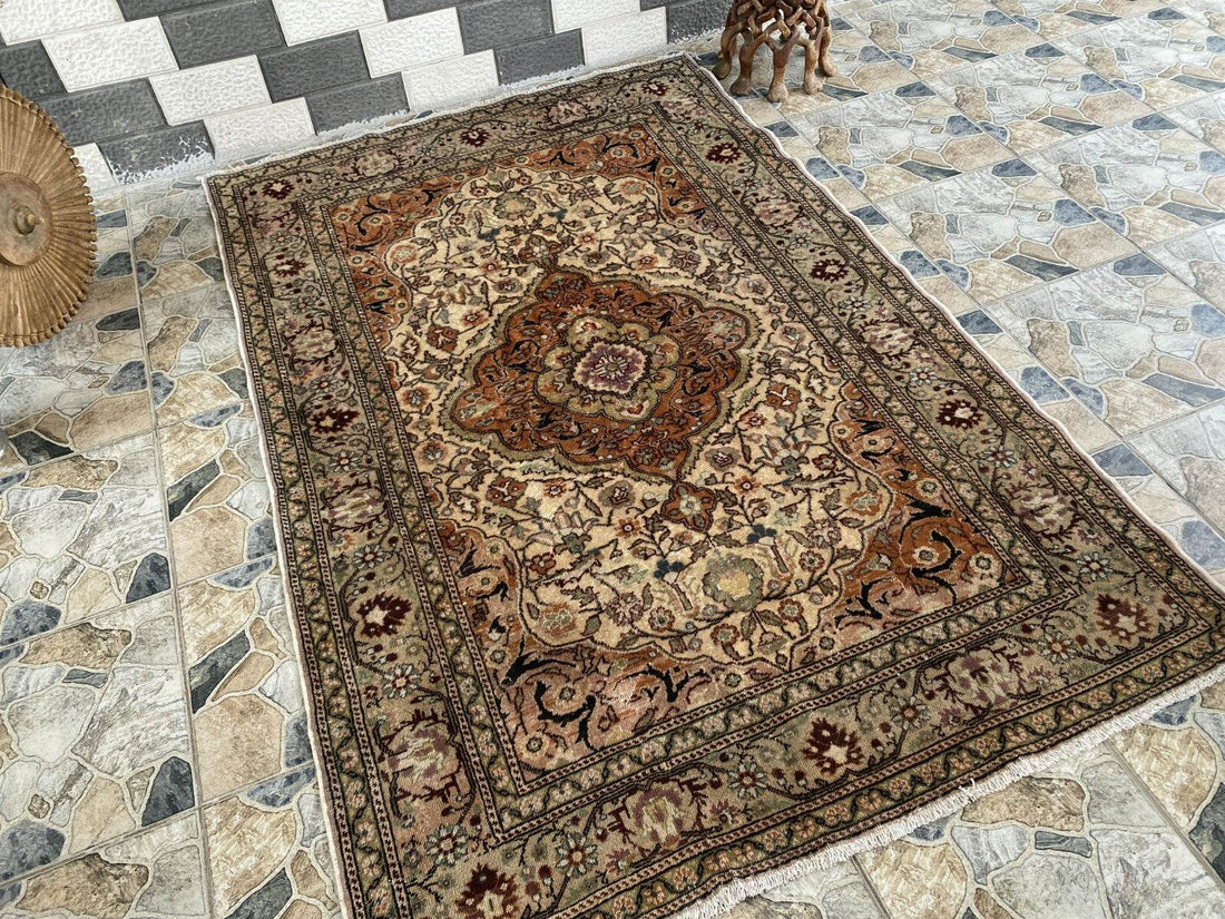 Handmade Turkish Vintage Area Rug, 1970s Antique Wool Tribal Farmhouse Carpet