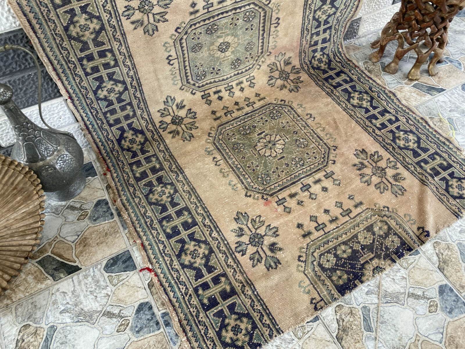 Vintage Turkish Oushak Runner | 4.33 x 9.18 ft | Hand-Knotted Wool Farmhouse Rug