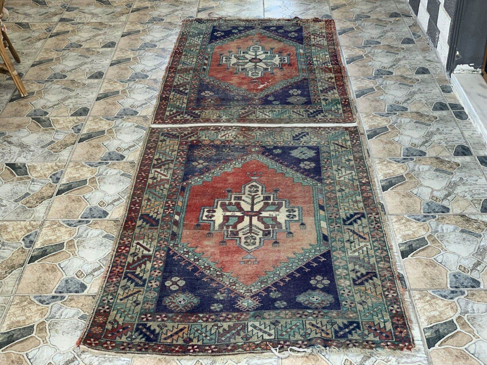 Vintage Turkish Rug | Tribal Wool Handmade Farmhouse Antique Twin 3.4ftx9.8 ft
