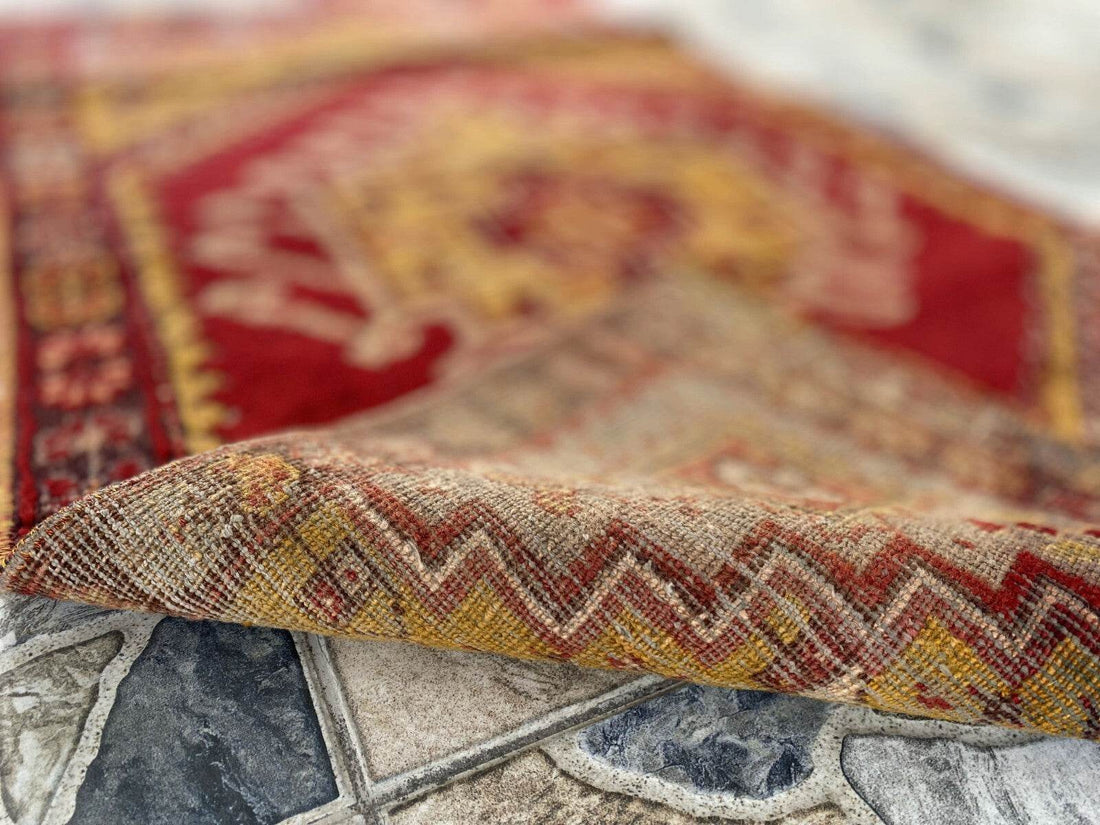 Handmade Turkish Vintage Rug | 1970s Wool Tribal Farmhouse Antique Small Carpet