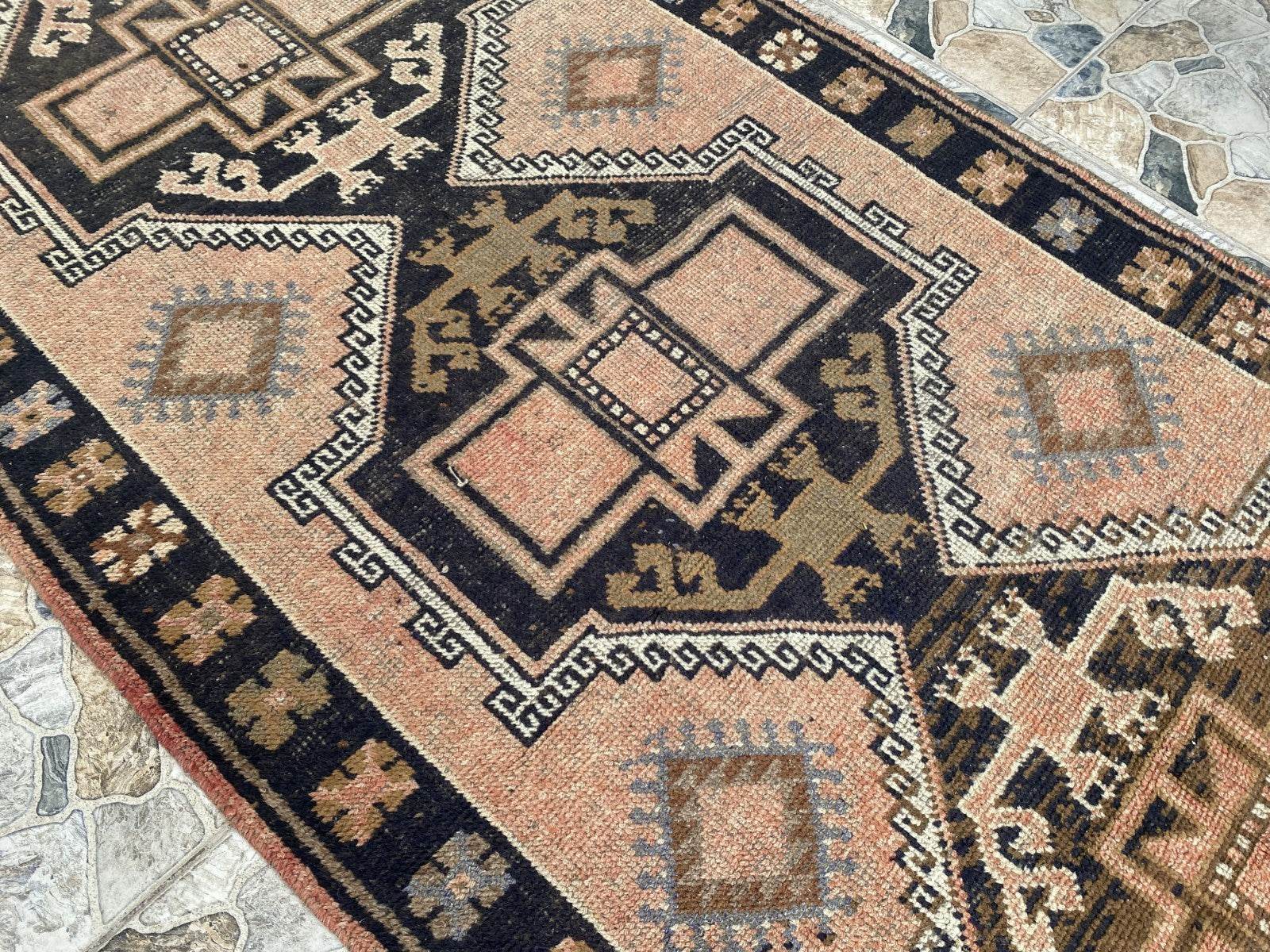 Handmade Turkish Vintage Rug | 1970s Tribal Wool Farmhouse Antique Area Carpet