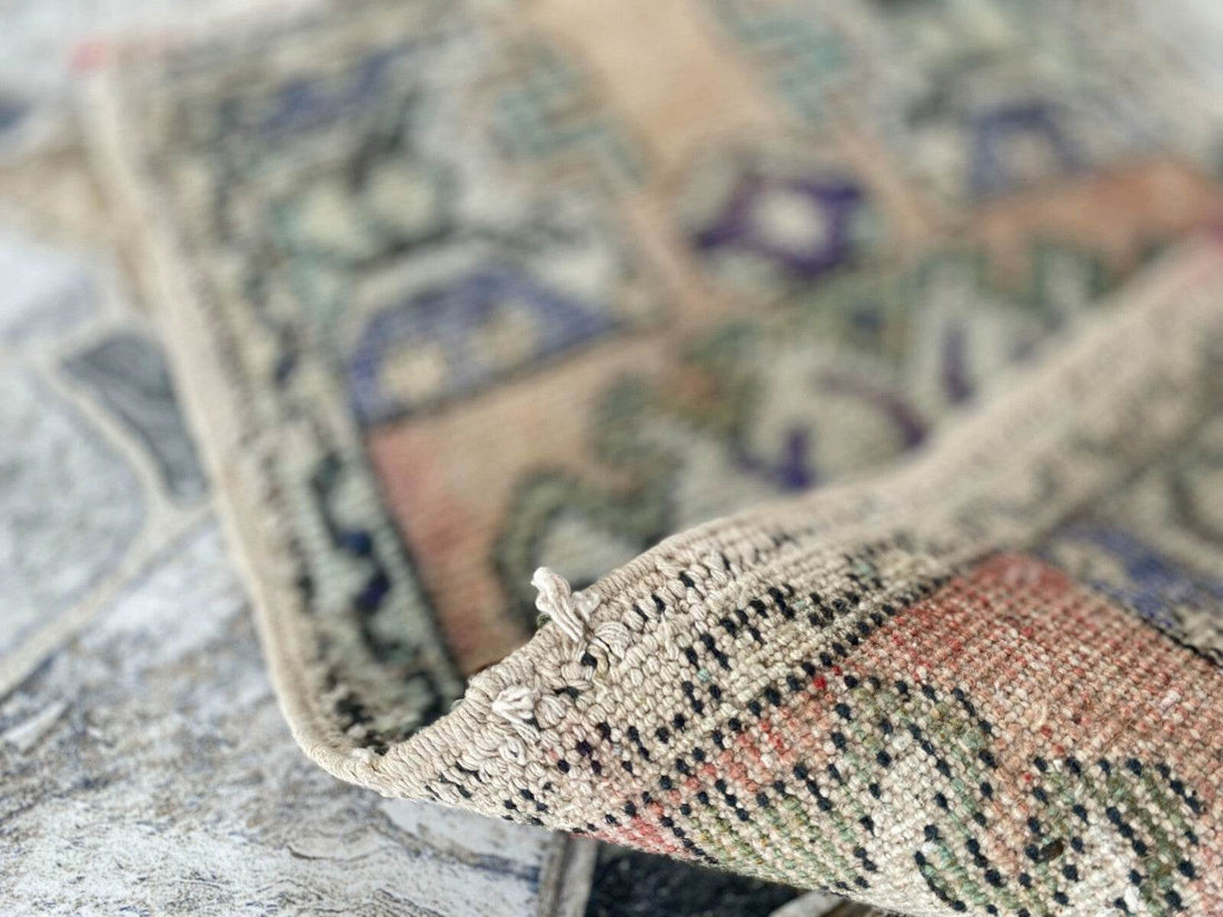 Handmade Turkish Vintage Rug | 1970s Tribal Wool Farmhouse Antique Small Carpet