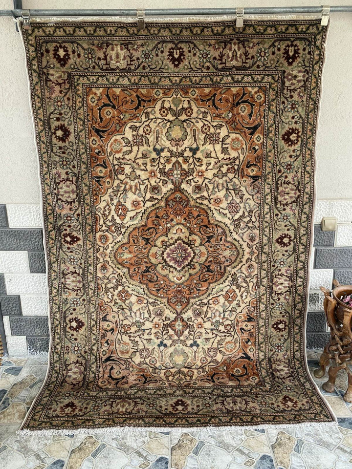 Handmade Turkish Vintage Area Rug, 1970s Antique Wool Tribal Farmhouse Carpet