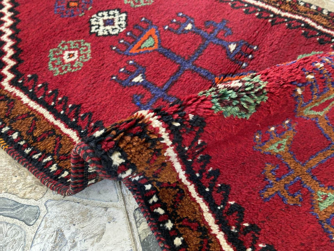 Pre 1970’s ANTIQUE KURDISH FARMHOUSE RUG - GEOMETRIC TRIBAL TURKISH VINTAGE