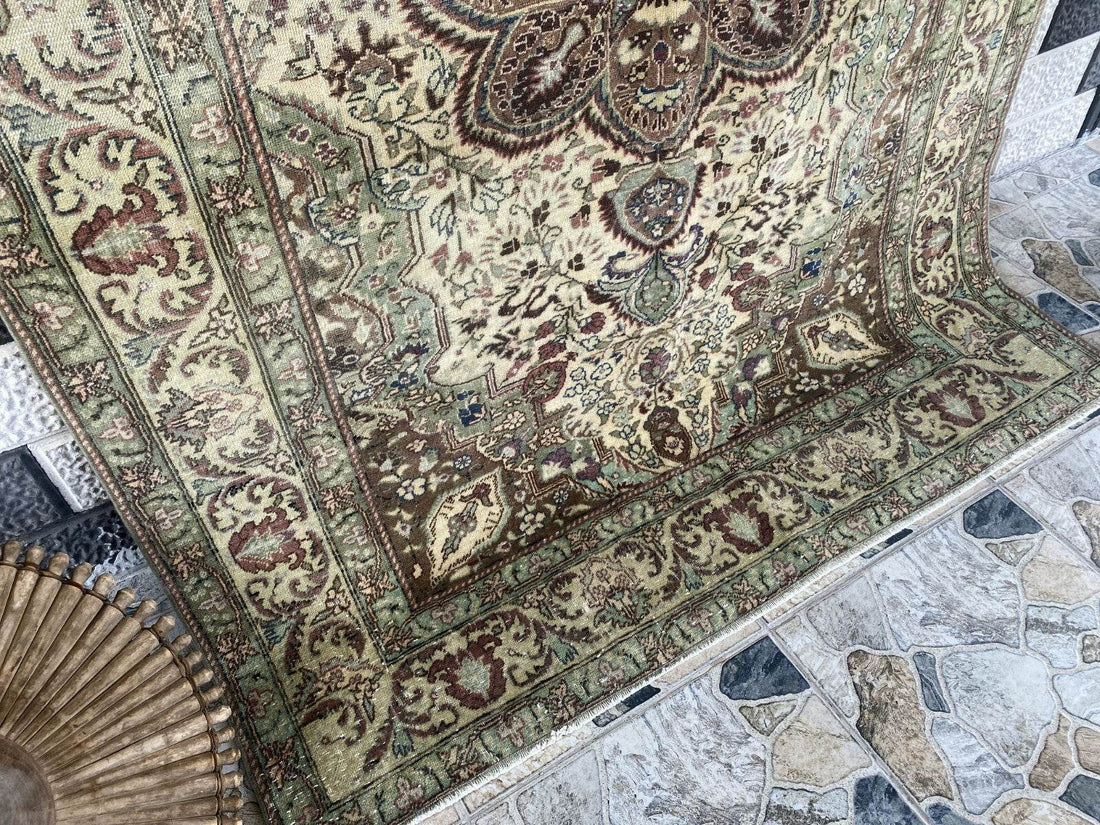 Vintage Turkish Rug,Geometric Farmhouse Antique Anatolian Village Rug 4.8x7.2 Ft