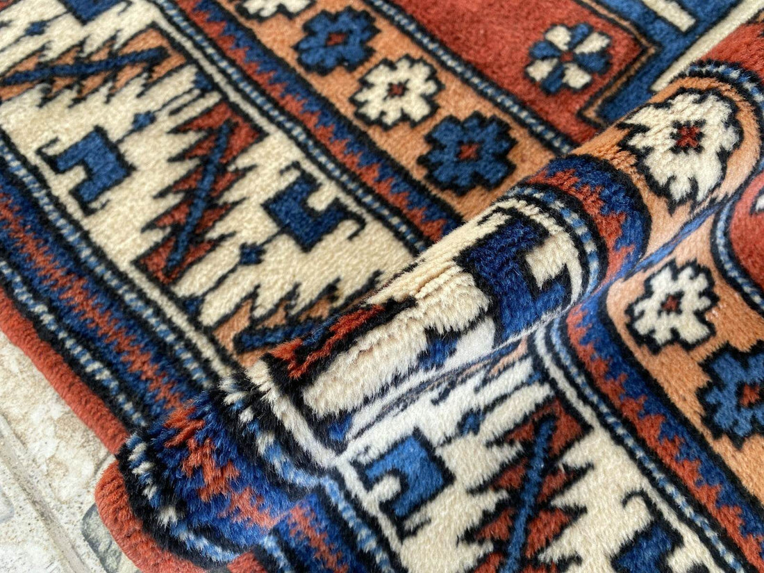 Kurdish Anatolian Wool Hand-Knotted Rug | Vintage Tribal Oushak Unique Carpet