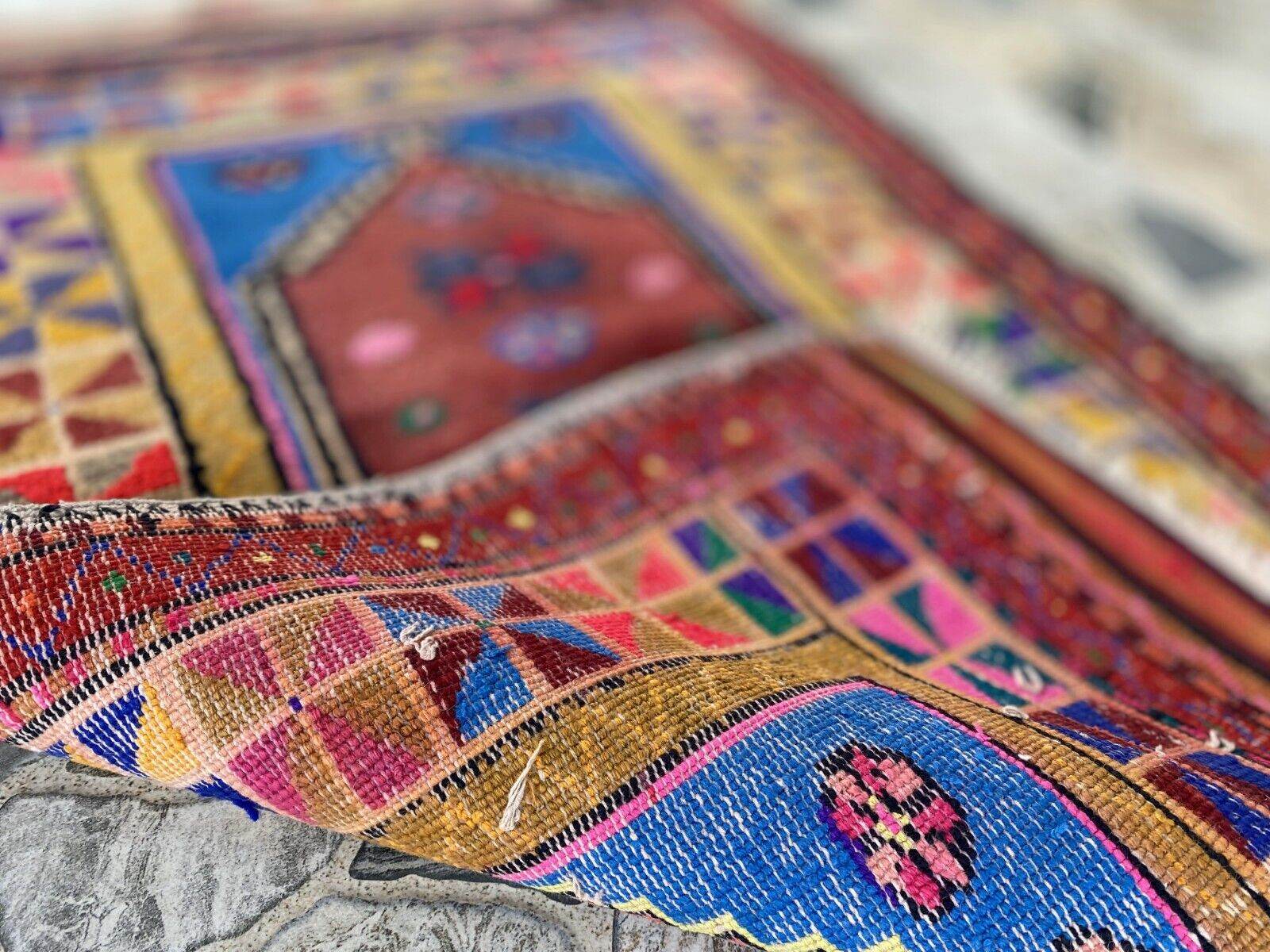 Handmade Turkish Vintage Rug | 1970s Tribal Wool Farmhouse Antique Small Carpet