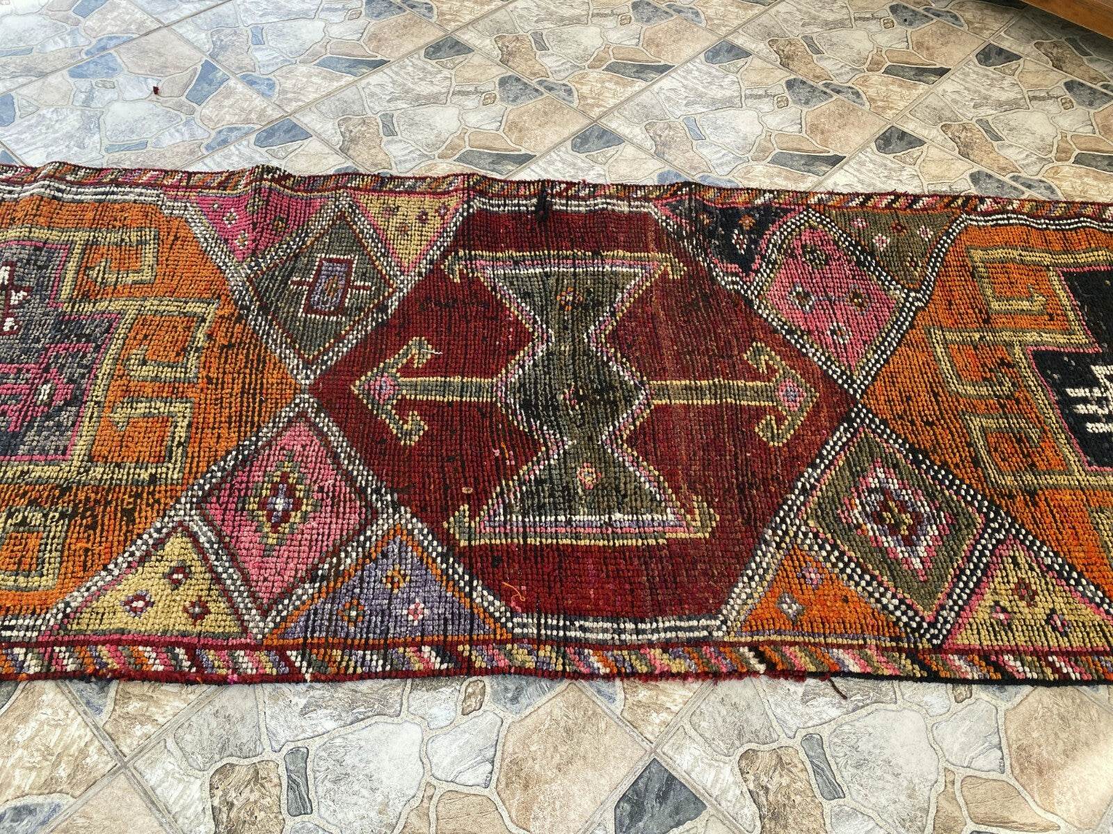 Vintage Kurdish Herki Rug | 1960s Turkish Anatolian Hand-Knotted Wool Runner Rug