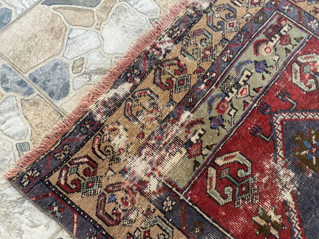 Vintage Turkish Oushak Rug | Antique Tribal Handmade Wool Farmhouse 3 x 6 ft