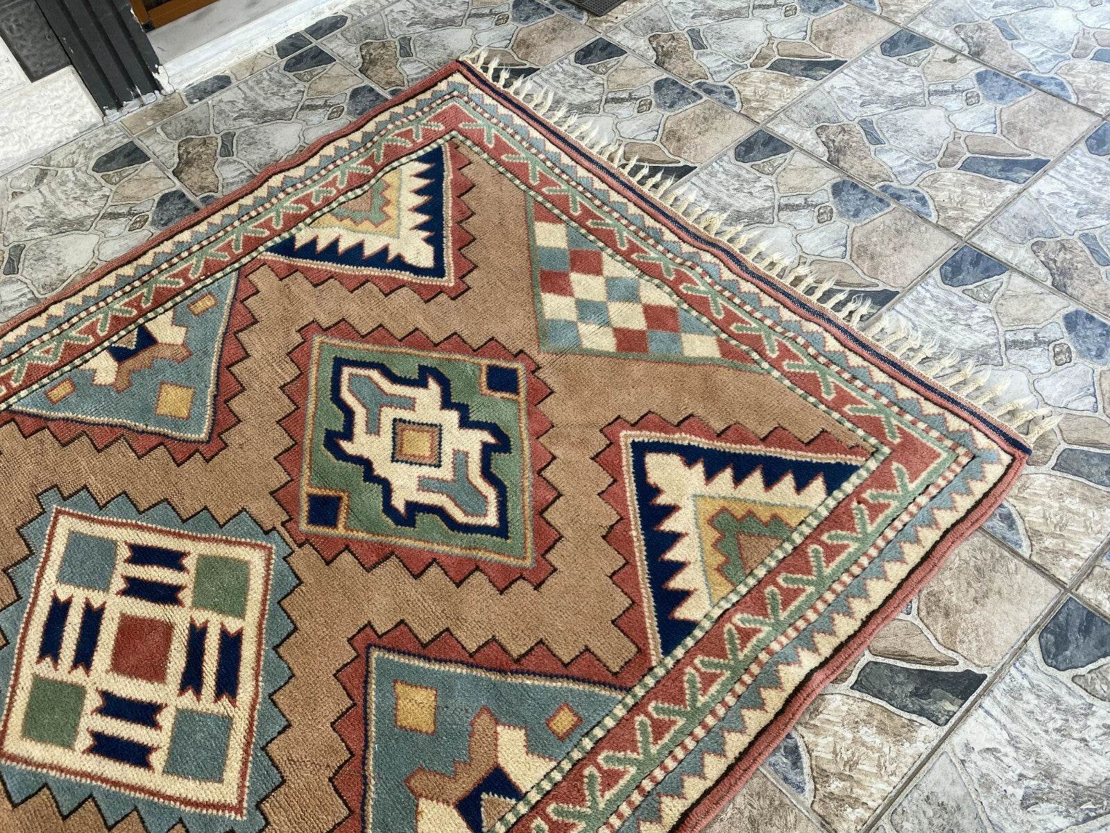 Vintage Kurdish Wool Rug - Handmade Bohemian Turkish Farmhouse Area Rug 4x7 ft