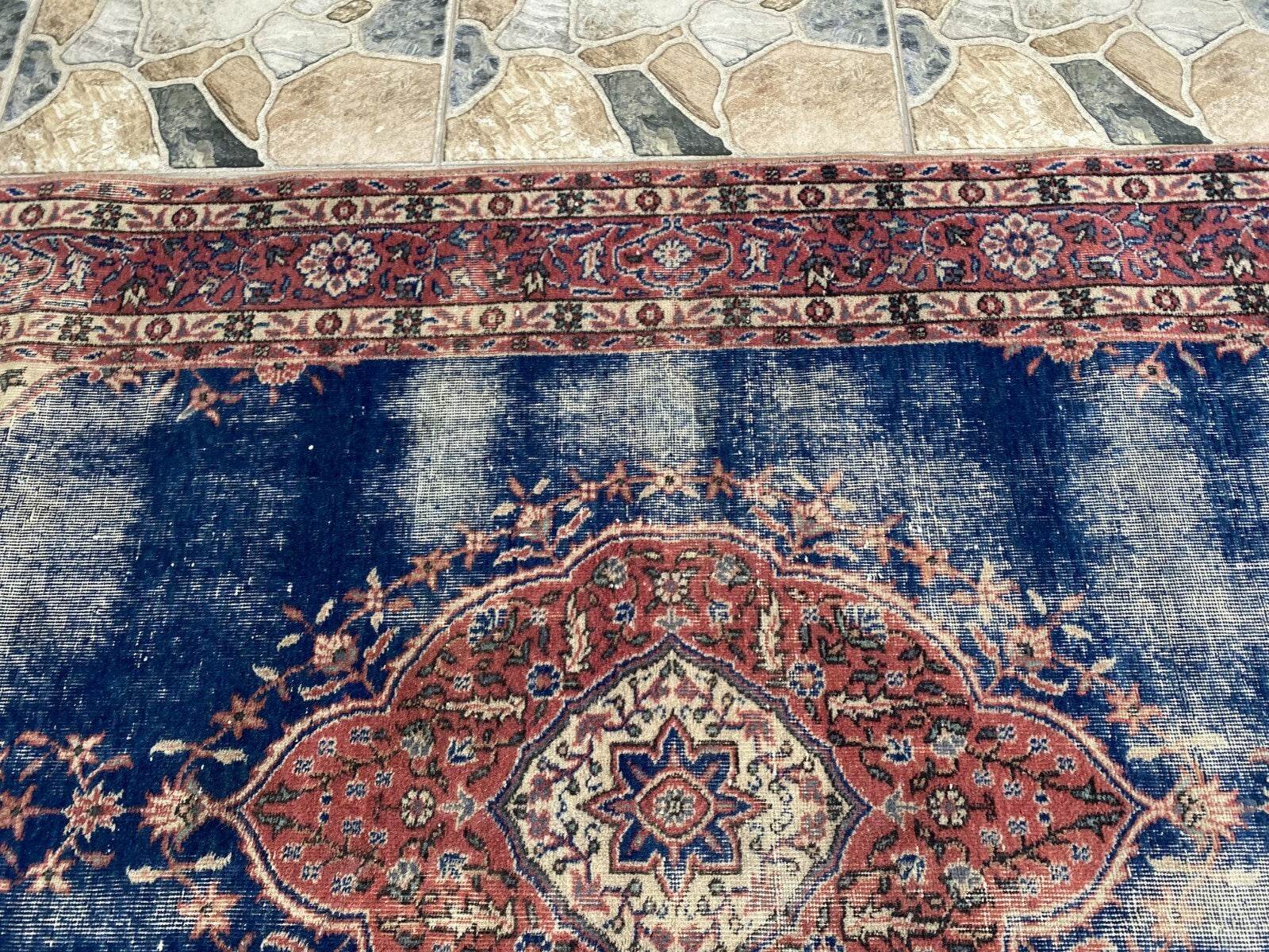Vintage Rug | Antique Wool Farmhouse Anatolian Area Handmade Turkish Rug 3x6 ft