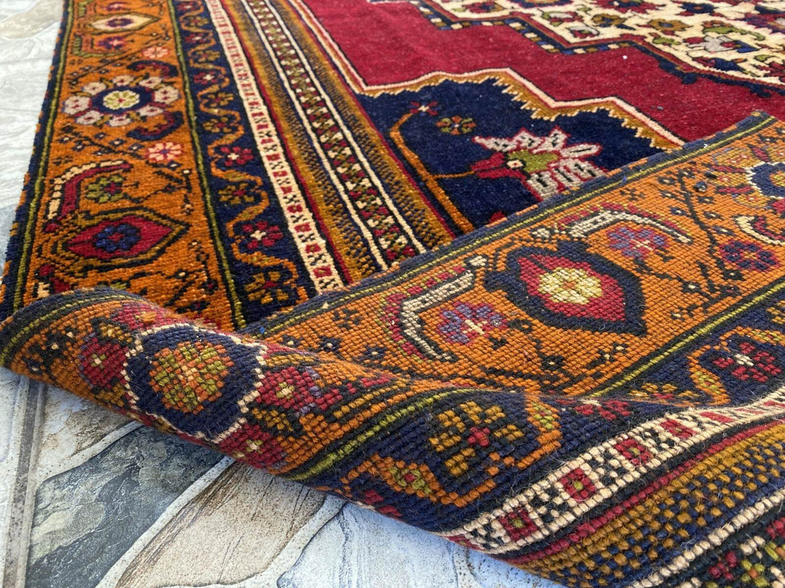 Handmade Turkish Vintage Rug 6x10 1970s Tribal Wool Farmhouse Antique Large Area