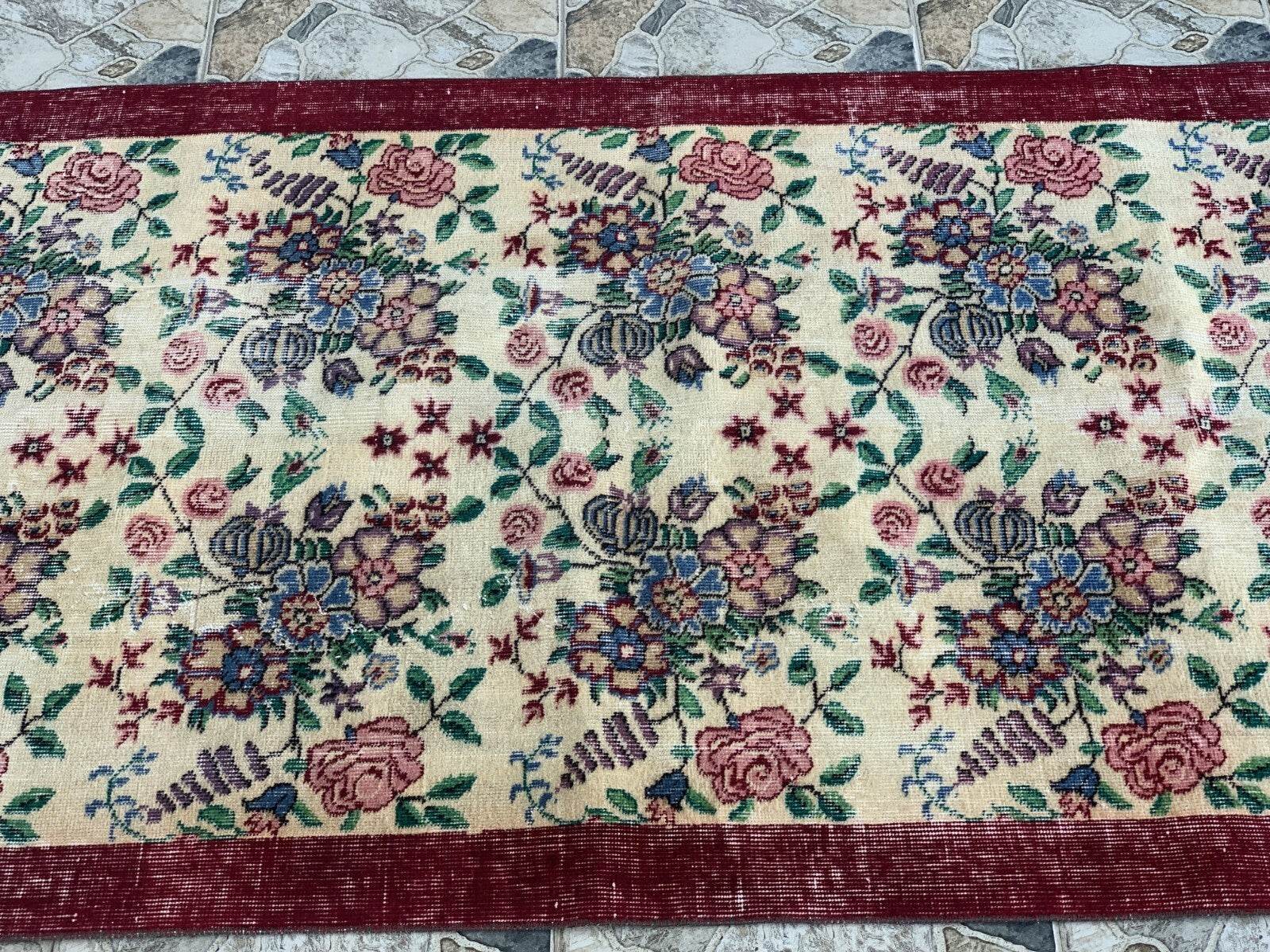 Vintage Turkish Rug | Oushak Handmade Wool Farmhouse Carpet Antique 3.3 x 5.2 ft