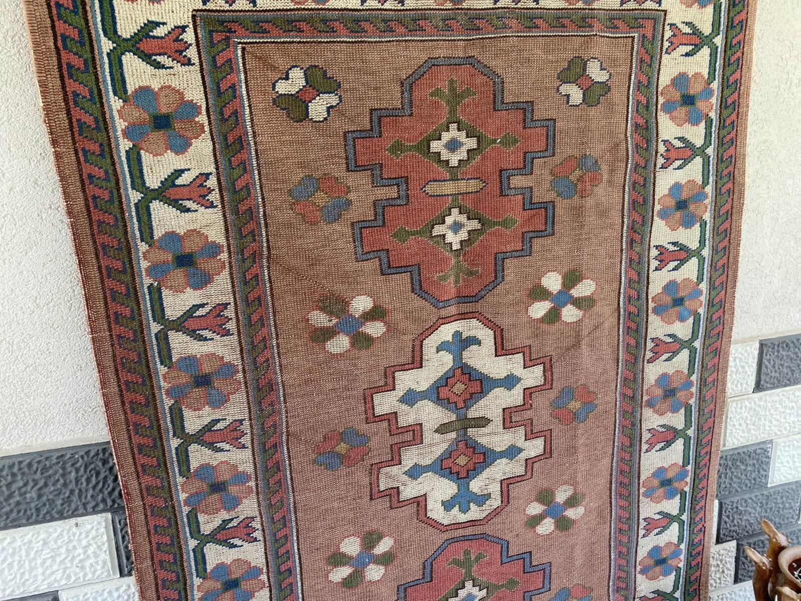 Turkish Kurdish Vintage Rug | 4.3 x 6.5 ft | Hand-knotted Anatolian Tribal Geometric