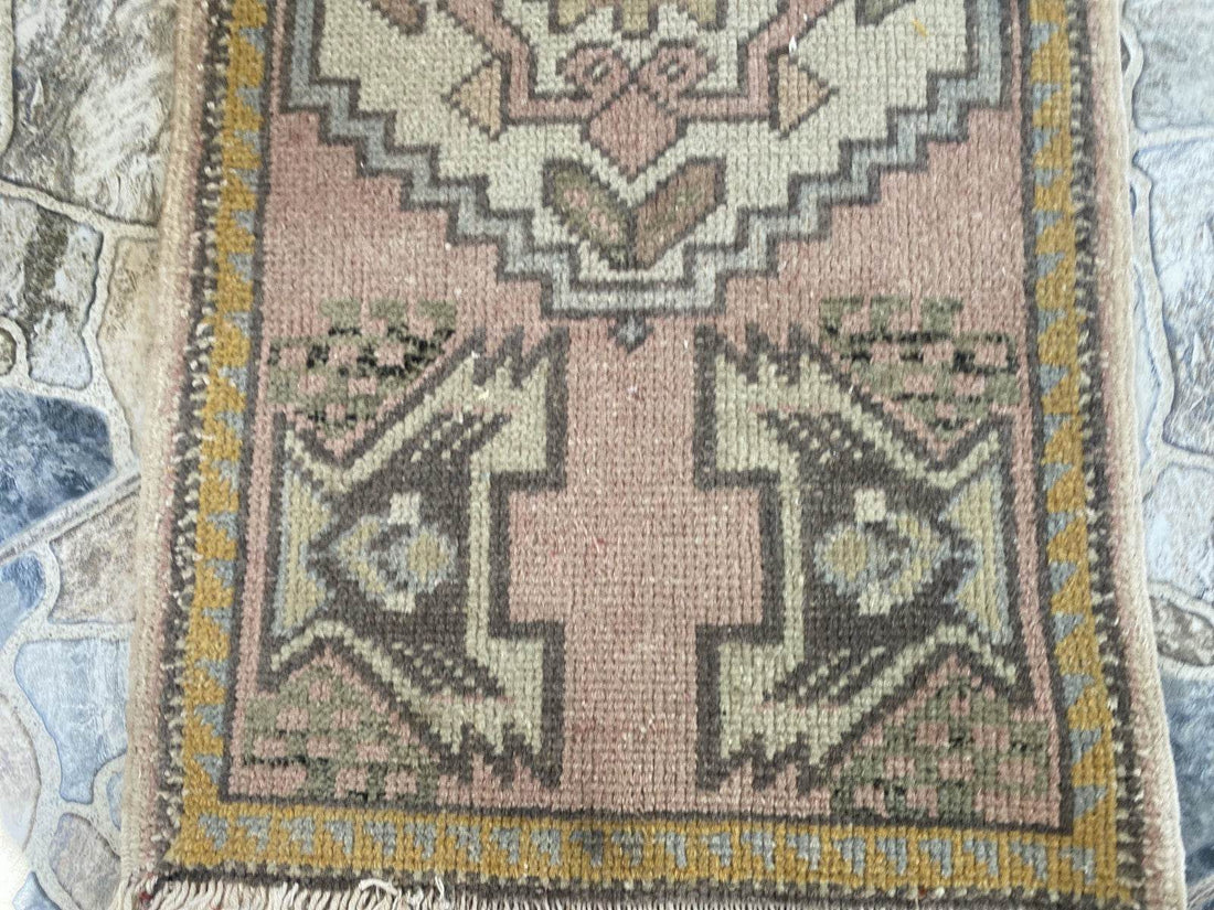 Handmade Turkish Vintage Rug | 1980s Tribal Wool Farmhouse Antique Small Carpet