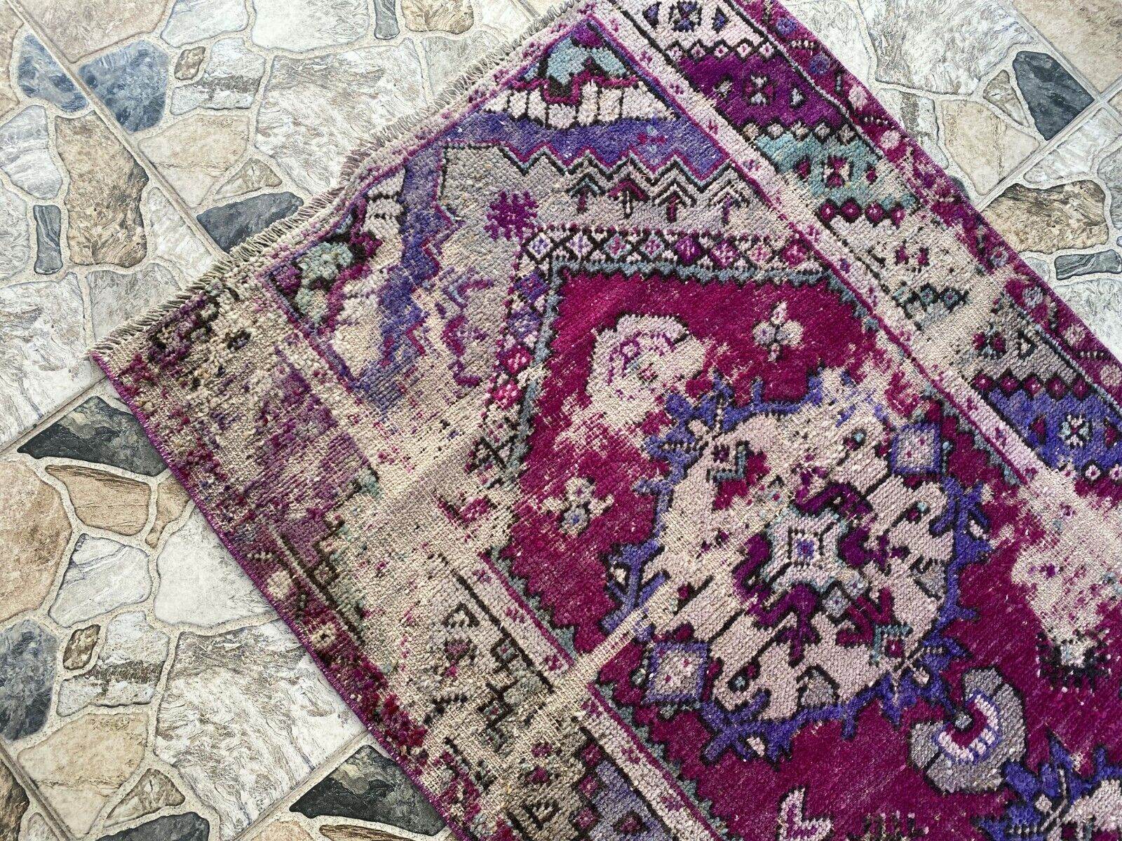 Geometric Turkish Vintage Rug,Farmhouse Handmade Anatolian Runner Rug 2.9x9.4 ft