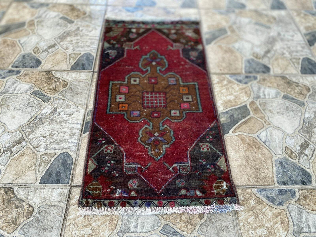 Handmade Turkish Vintage Rug | 1970s Tribal Wool Farmhouse Antique Small Carpet
