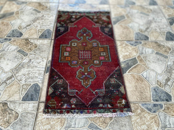 Handmade Turkish Vintage Rug | 1970s Tribal Wool Farmhouse Antique Small Carpet