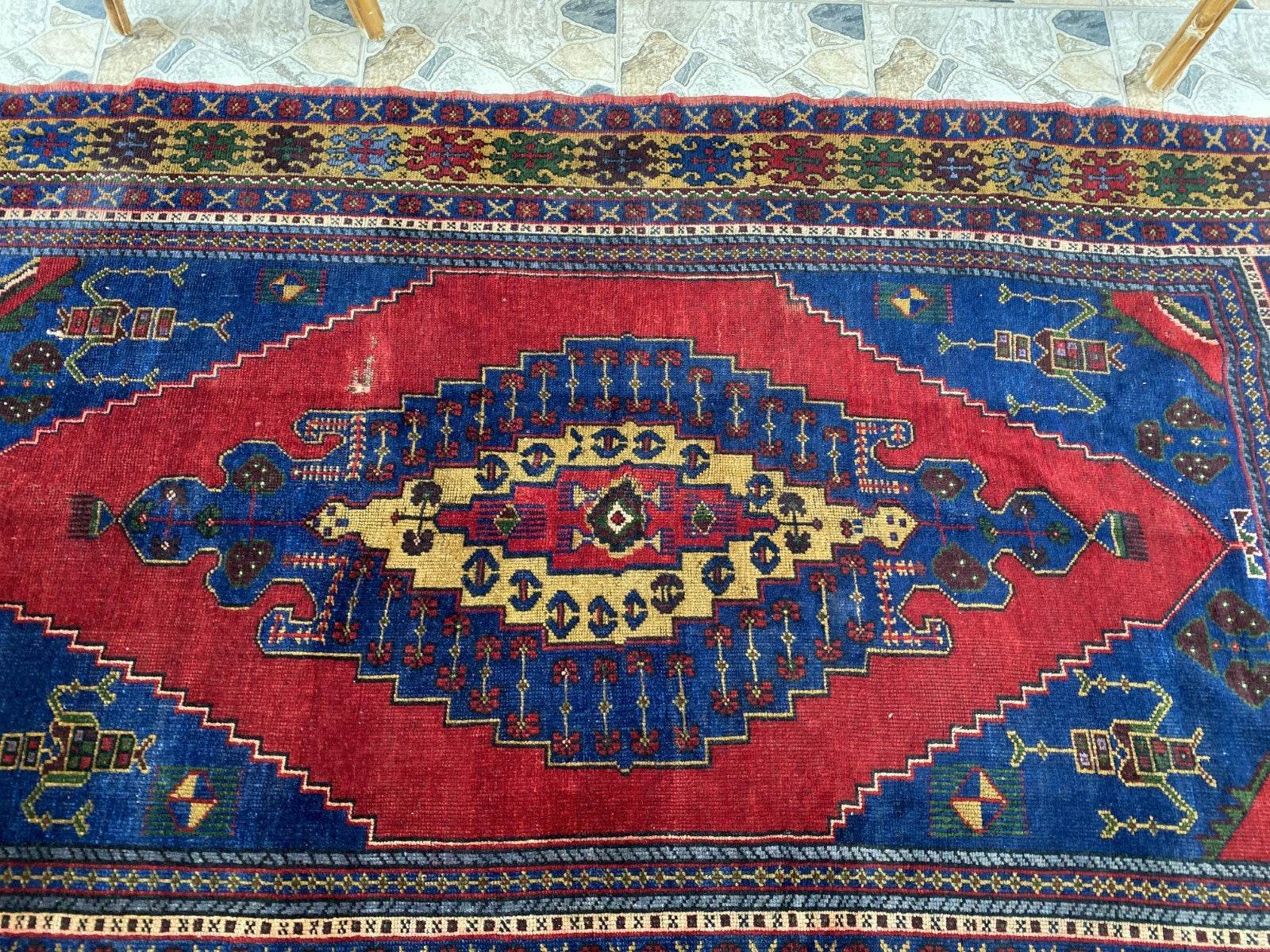 Vintage Rug | Wool Area Antique Farmhouse Anatolian Handmade Turkish Rug 5x9ft
