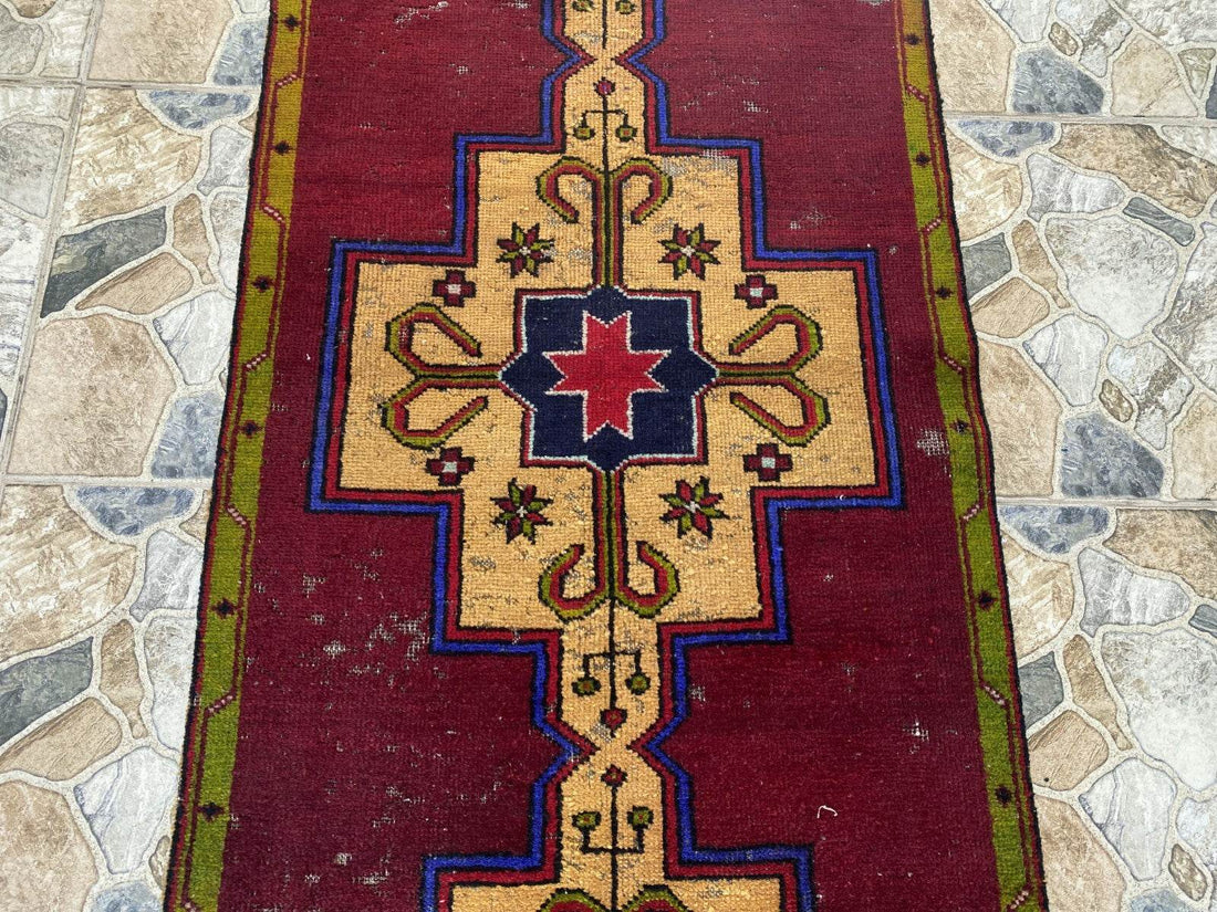 Vintage Anatolian Oushak Runner Rug | 2.6 x 9.3 ft Hand-Knotted Wool Tribal Rug