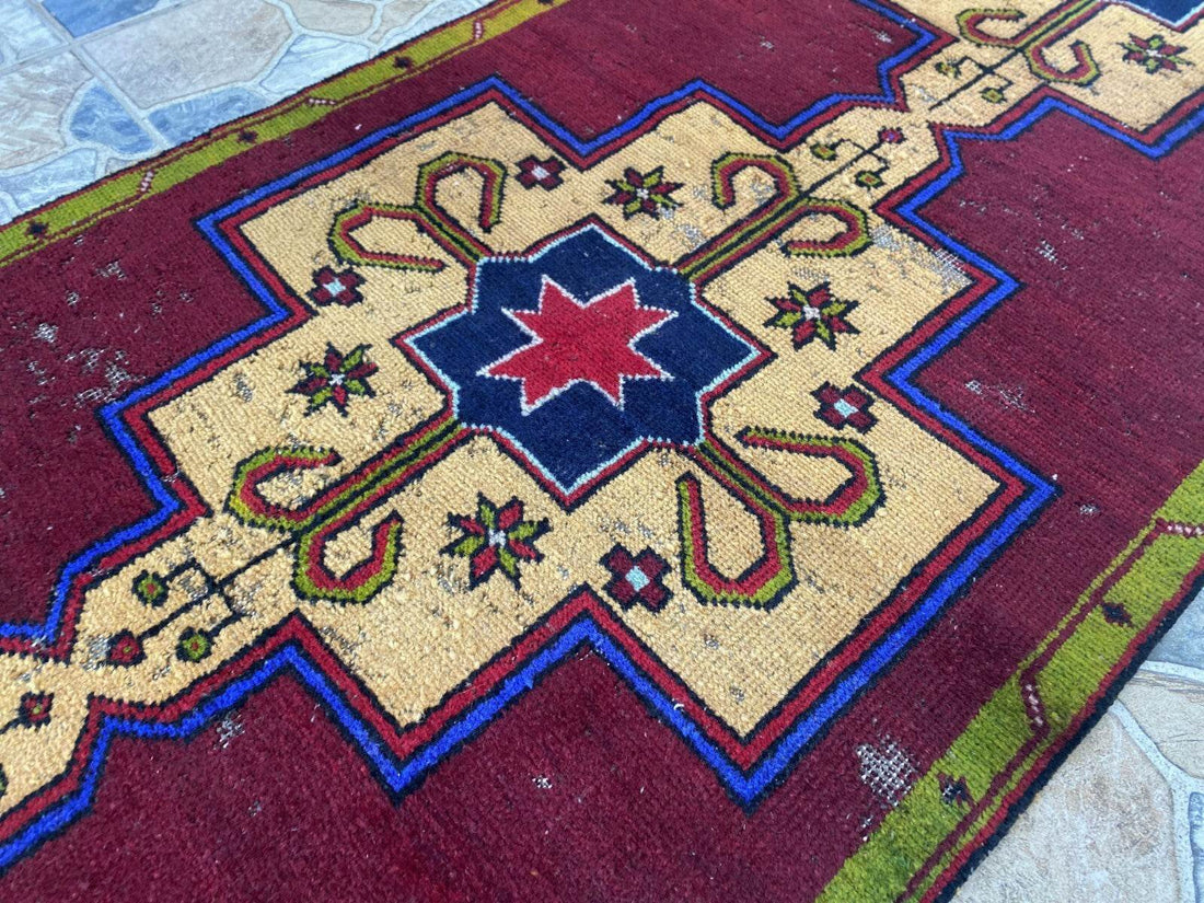 Vintage Anatolian Oushak Runner Rug | 2.6 x 9.3 ft Hand-Knotted Wool Tribal Rug