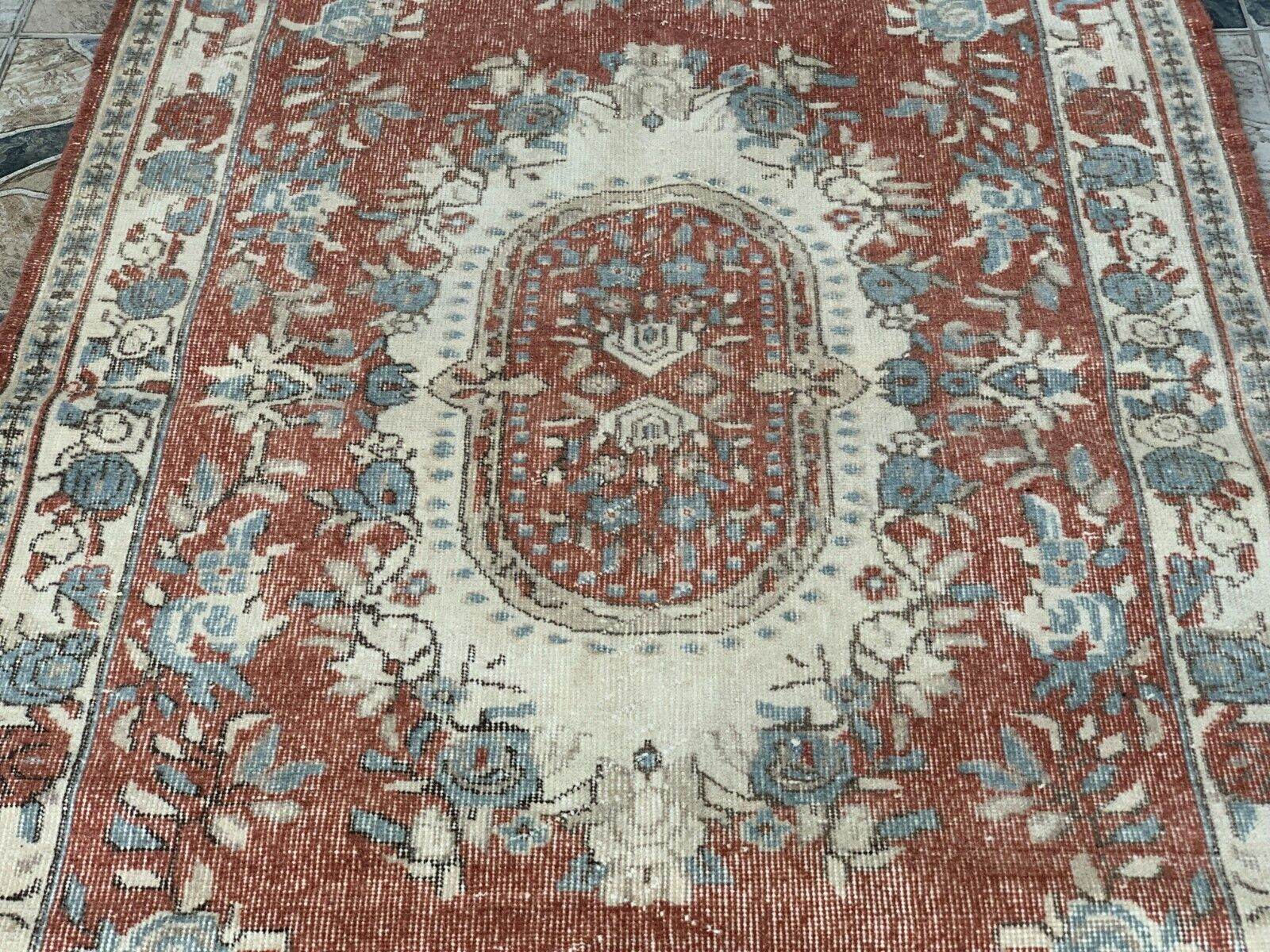 Turkish Vintage Geometric Rug,Farmhouse Vintage Anatolian Village Rug 3.9x6.9 ft