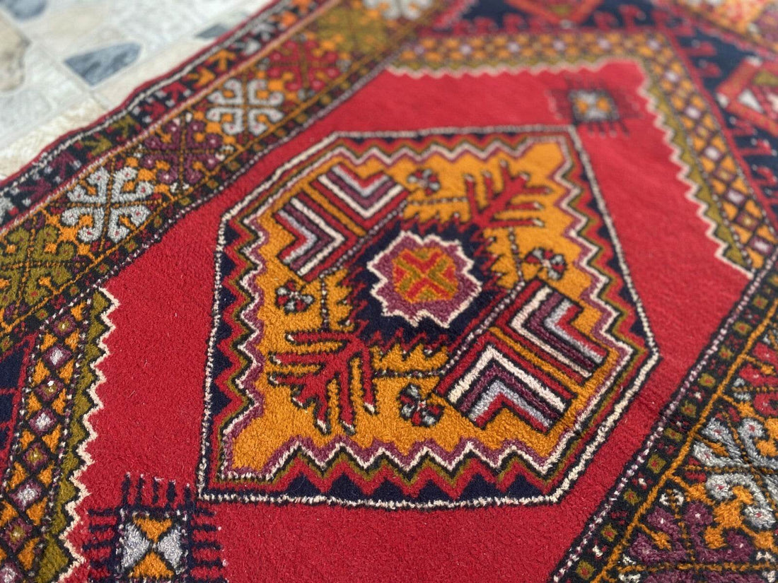 Vintage Turkish Oushak Rug | 3.3x10.8 | Wool Antique Tribal Handmade Area Rug |