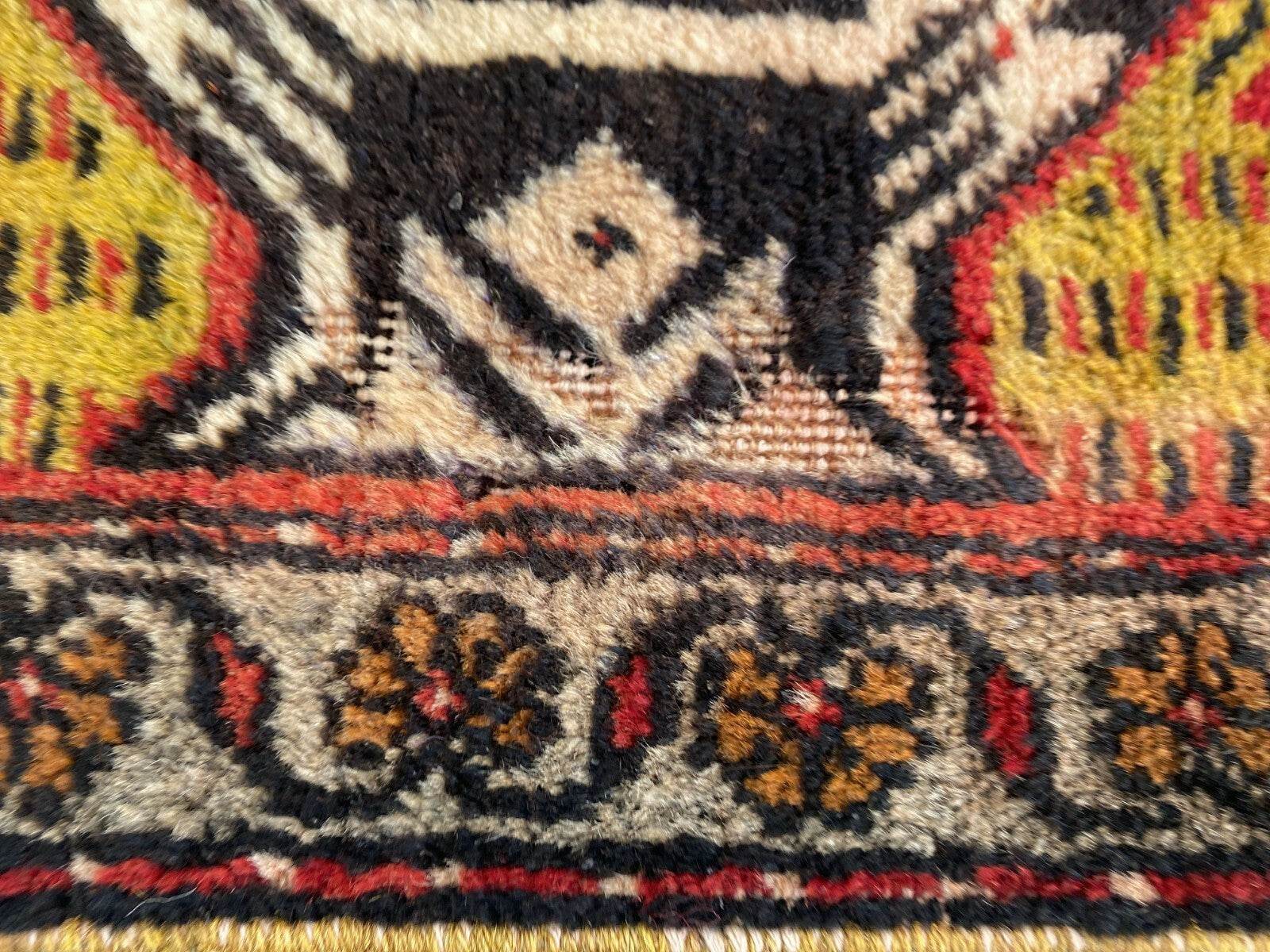 Vintage Rug | Small AntiqueWool Farmhouse Anatolian Handmade Turkish 1.7x3.5ft
