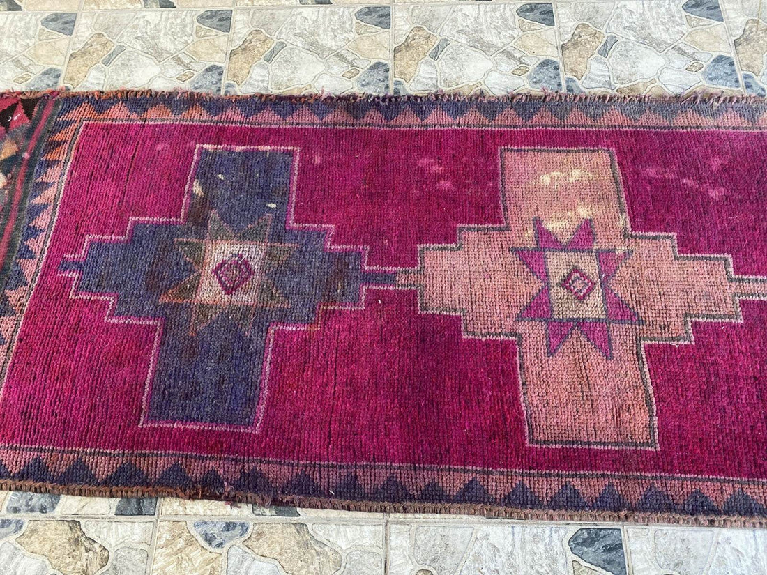 Kurdish Vintage Rug | Handmade Wool 1960s Farmhouse Tribal Antique Runner Carpet