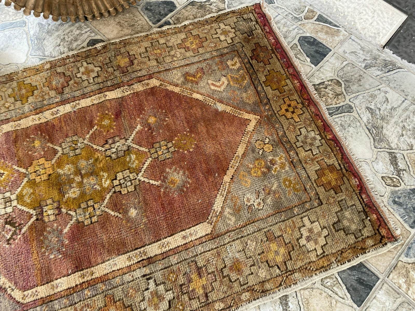 Vintage Turkish Anatolian Rug | 2.6 x 4 ft | Hand-Knotted Wool Rustic Farmhouse