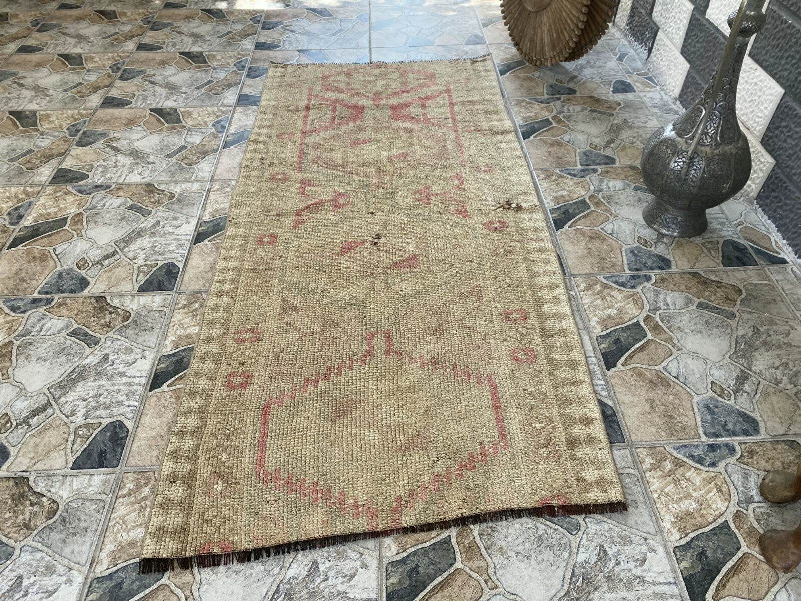 Vintage Rug | Wool Runner Antique Farmhouse Anatolian Handmade Turkish Rug 2x6ft