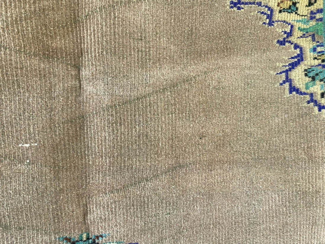 Vintage Turkish Rug | 5.4 x 8.7 ft Hand-Knotted Wool Faded Pastel Anatolian Rug