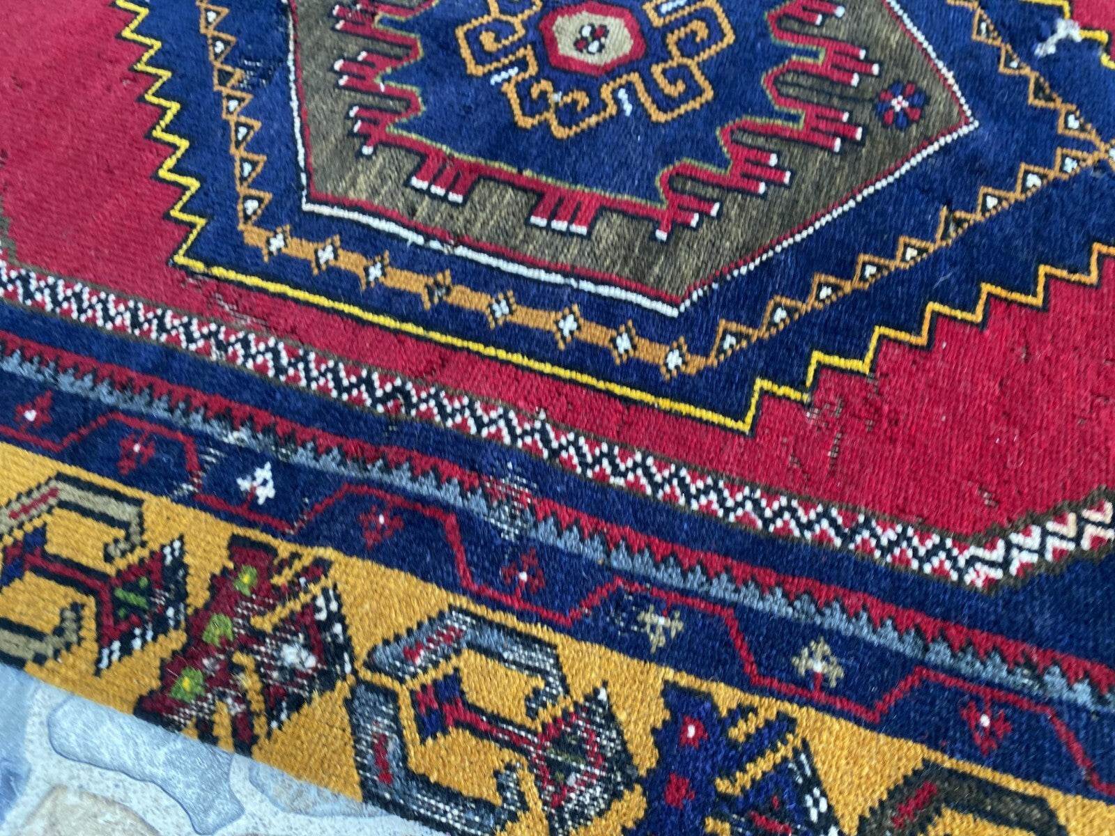 Turkish Vintage Rug,Geometric Farmhouse Antique Anatolian Village Rug 2.7x6 Ft