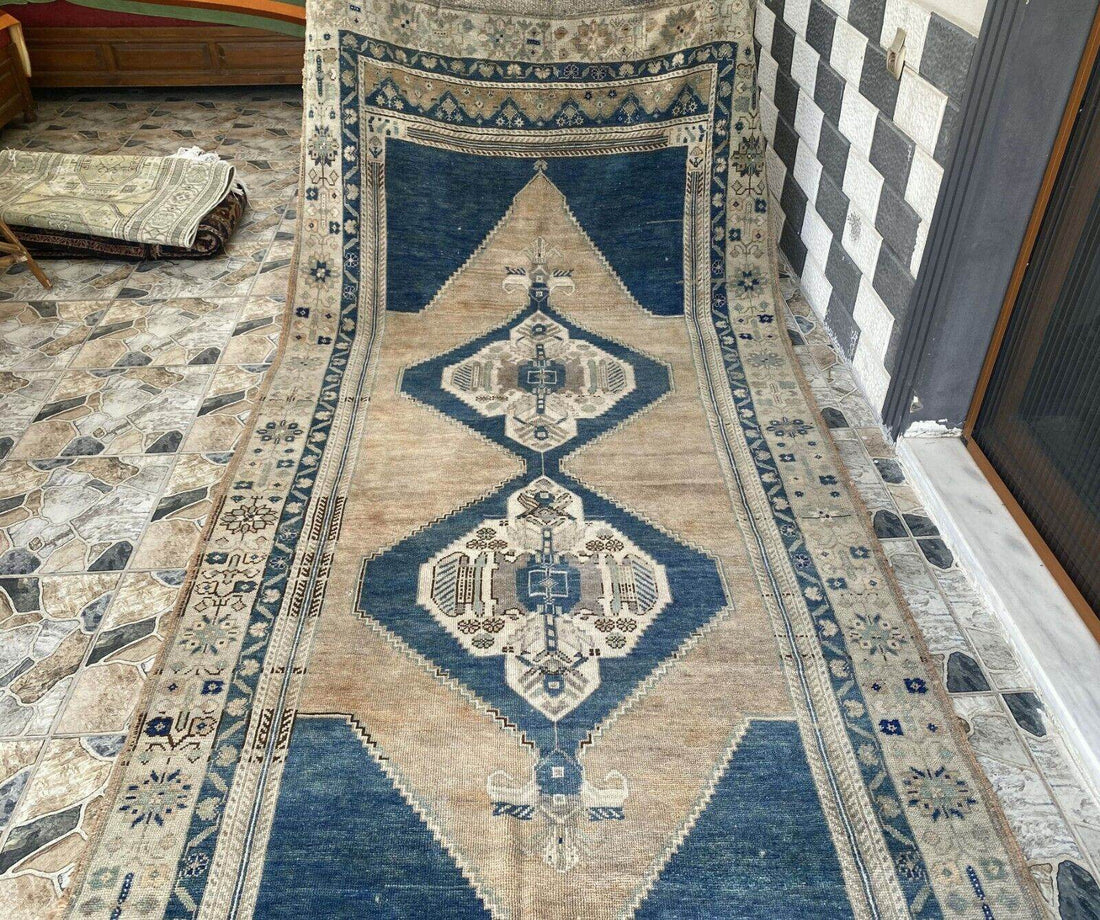 Vintage Turkish Rug | Farmhouse Handmade Wool Farmhouse Carpet Antique 5x11 ft