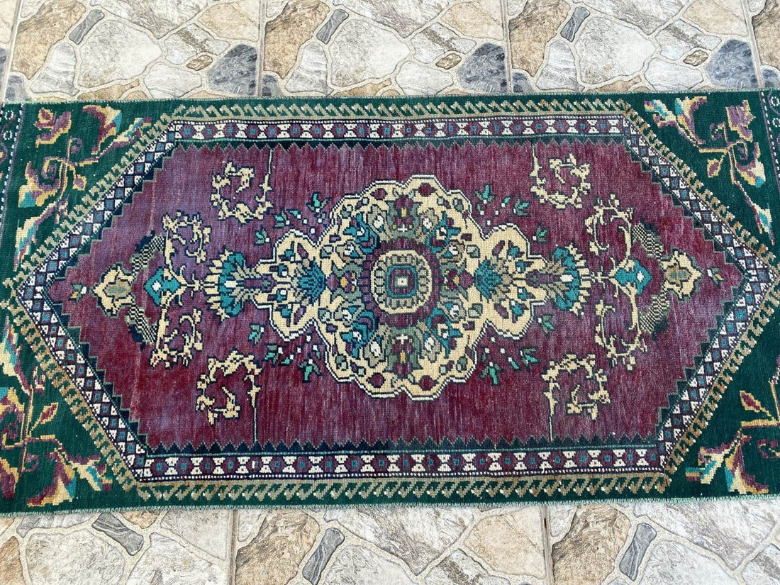 Handmade Turkish Vintage Rug | 1960s Tribal Wool Farmhouse Antique Runner Carpet