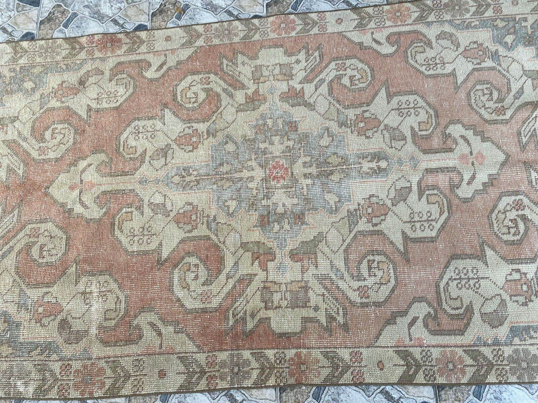 Vintage Rug | Antique Wool Farmhouse Anatolian Area Handmade Turkish 4.3x6.8ft